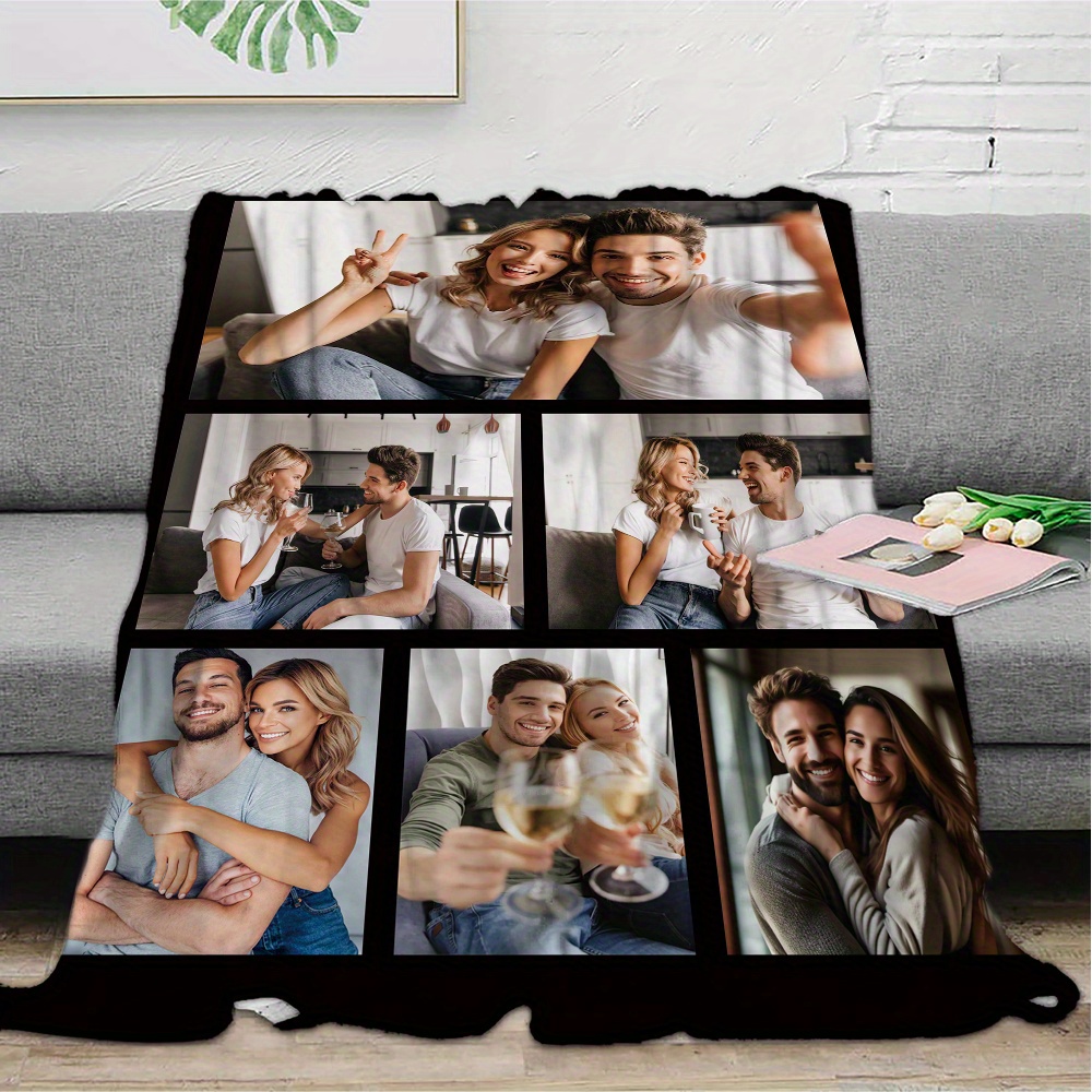 personalized flannel photo blanket soft warm cozy custom picture throw   gifts office bed couch camping travel details 3