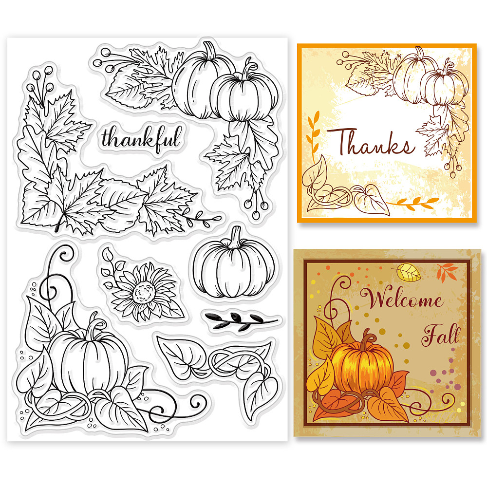 TEMU Transparent Seal 1sheet Plastic Stamps For Scrapbooking Photo Album Cards Making Stamp Sheets Pumpkin Pattern 16x11x0.3cm