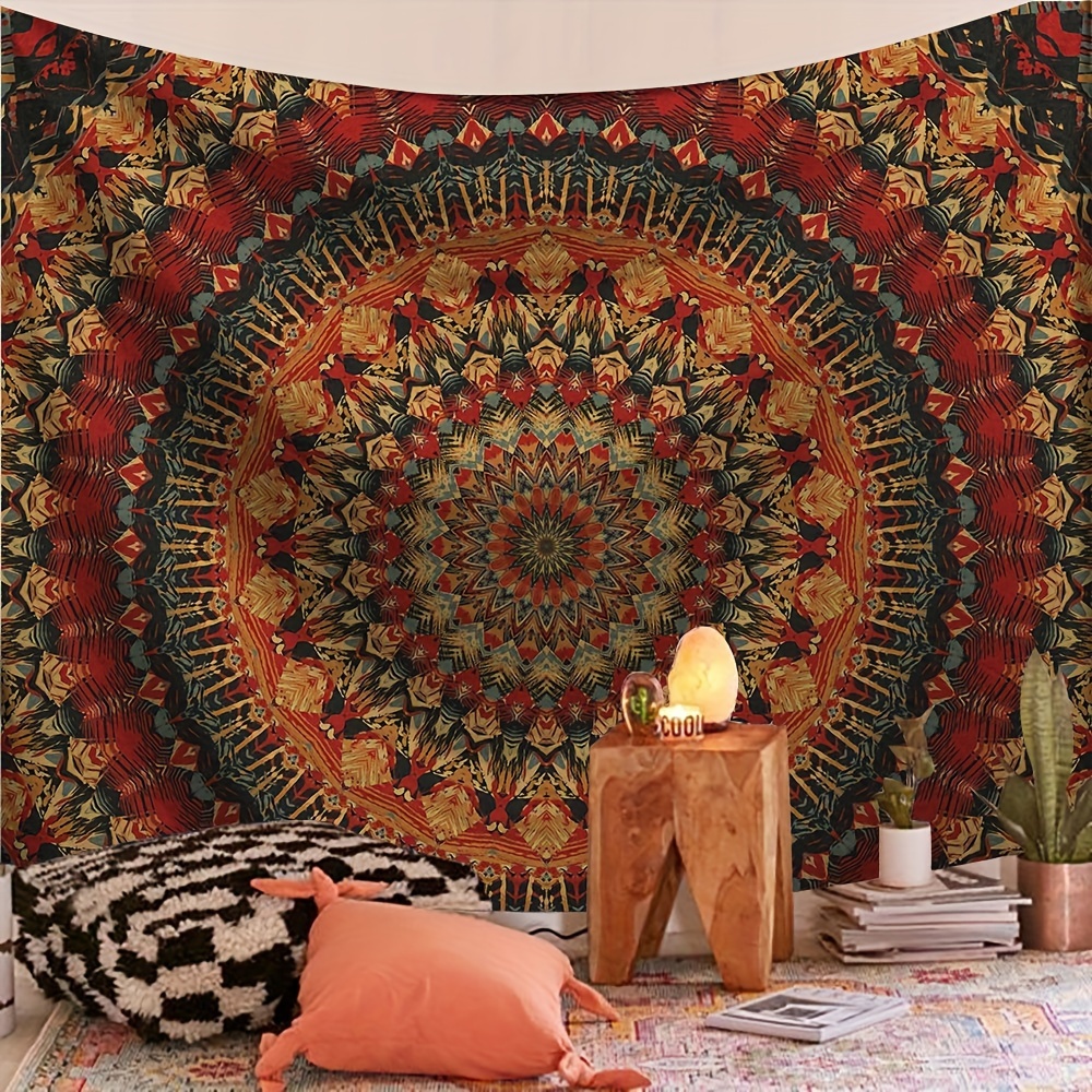 TEMU Bohemian Mand Tapestry Wall Hanging - Woven Wall Decor Suitable For Bedroom, Living Room, Dorm - Soft With Free Installation Bag For Hanging,