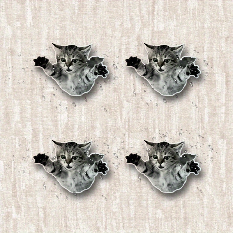 4pcs   Stickers - Funny Kitty Kitten Furry   Adopt Pet Decals, Durable Vinyl Self-  Irregular Shape for Bumpers, Windows, Laptops, Trucks,  , Water Bottles - Cartoon Theme,  , Single-Use, Cat Stickers, Vehicle Decoration,   Design, Easy Application