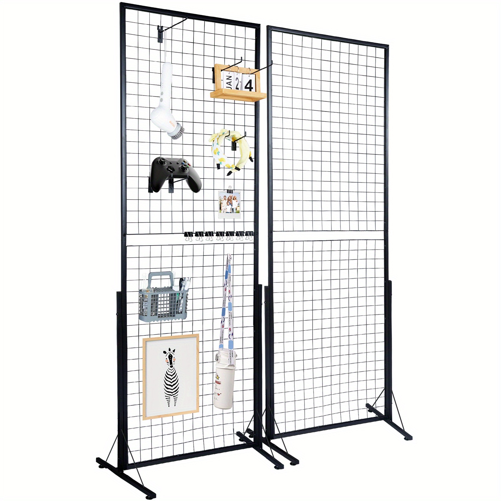   2 x 5 6 grid wall panels tower 2 packs wire   display racks with   floorstanding double side   panels for art craft shows retail display with extra clips and hooks