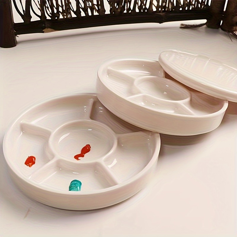 

A Set Ceramic Watercolor Palette With Lid-artist And Student Mixing Tray