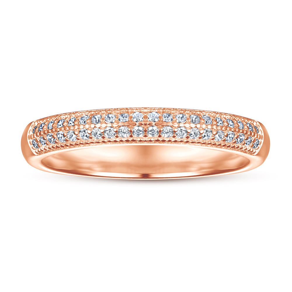 Women's S925 Silvery Moissanite Beaded Trim Eternity Ring