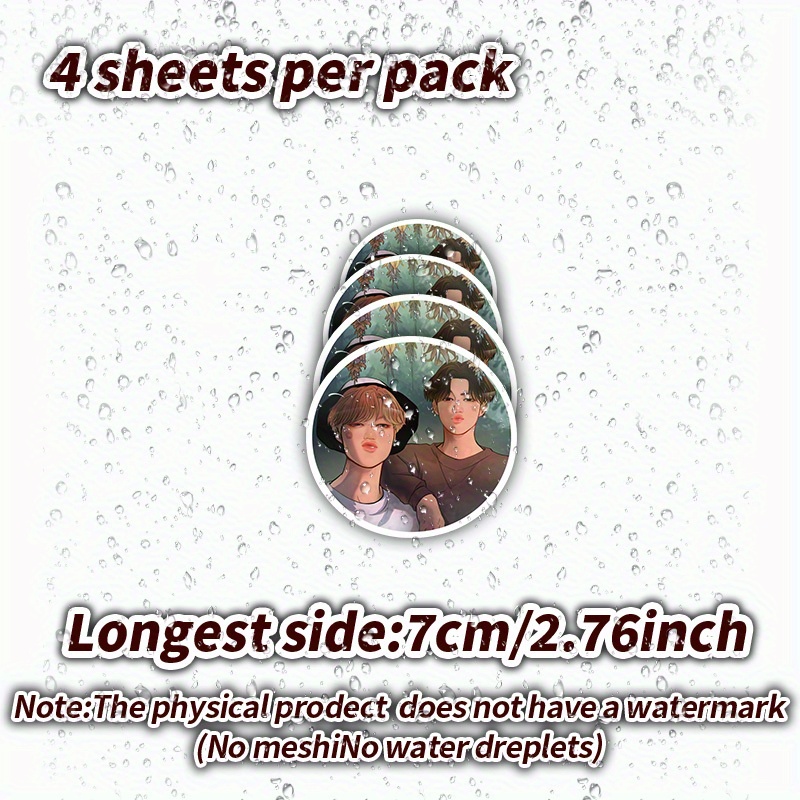 TEMU 4pcs Jungle Jikook Car Stickers - Decorating Laptops, , Suitcases, Helmets, !