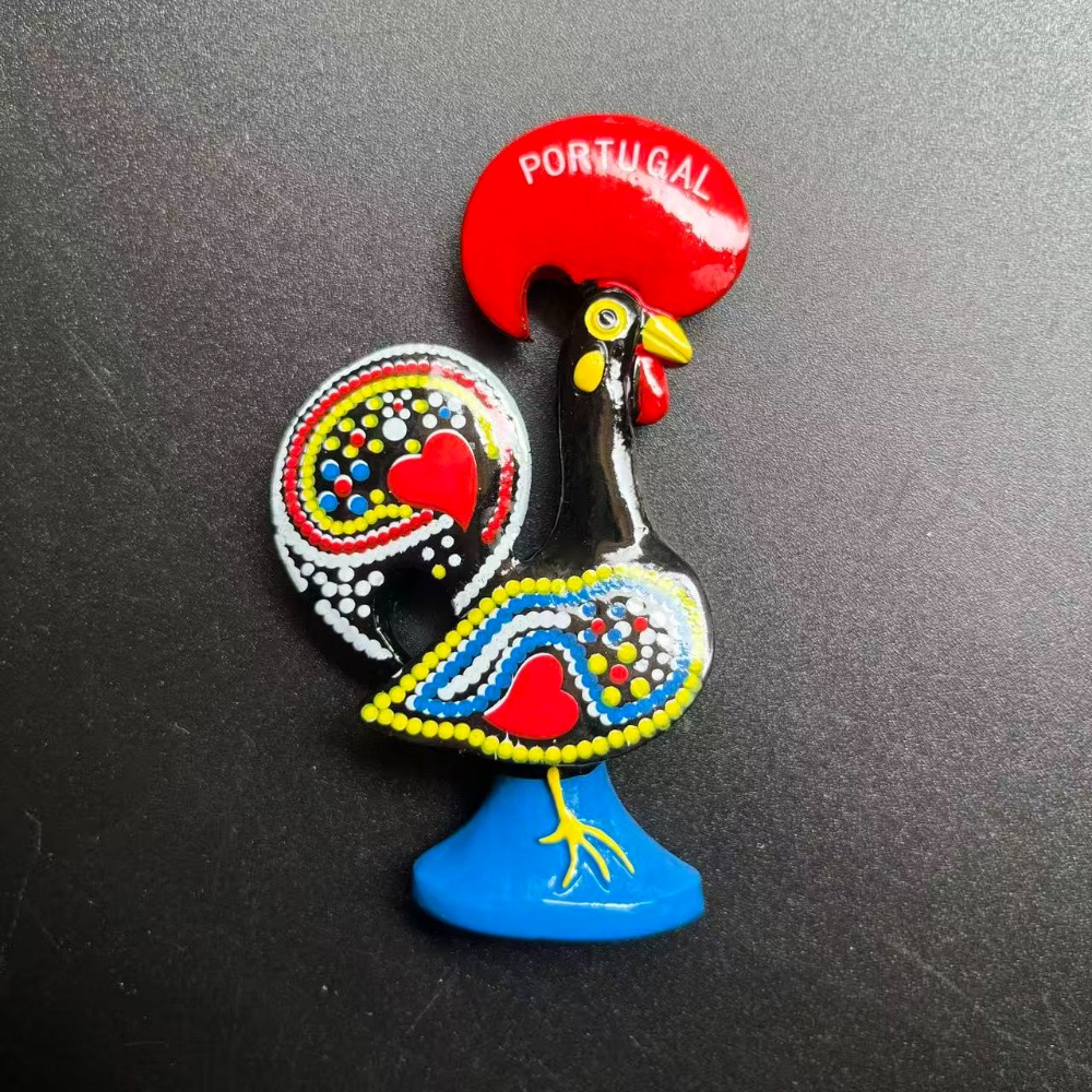 TEMU 1pc, A Black Rooster Themed 3d Fridge Magnet From Portugal, A Small Gift Made Of Resin With Colorful Painting, Perfect For Decorating Fridges,