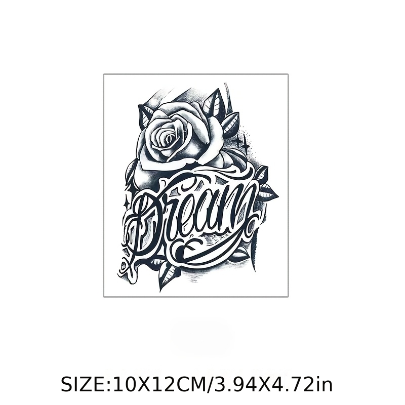 TEMU 2pcs ( English Cursive) Autocollants de Tatouages Temporaires Autocollants de Tatouages Herbals, Tatouages Temporaires Réalistes et Durables,