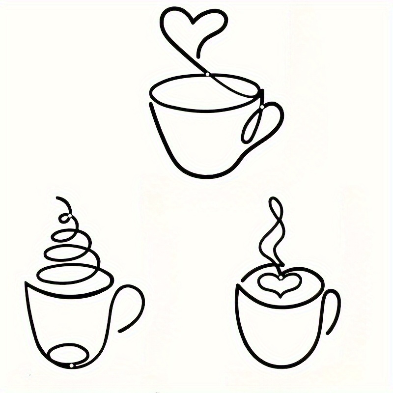 TEMU 3pcs Of Creative Coffee Wall Hangings, Coffee Shop Decorations, Home Iron Crafts, Interior Wall Decorations, Wall Hanging Iron Paintings, Milk