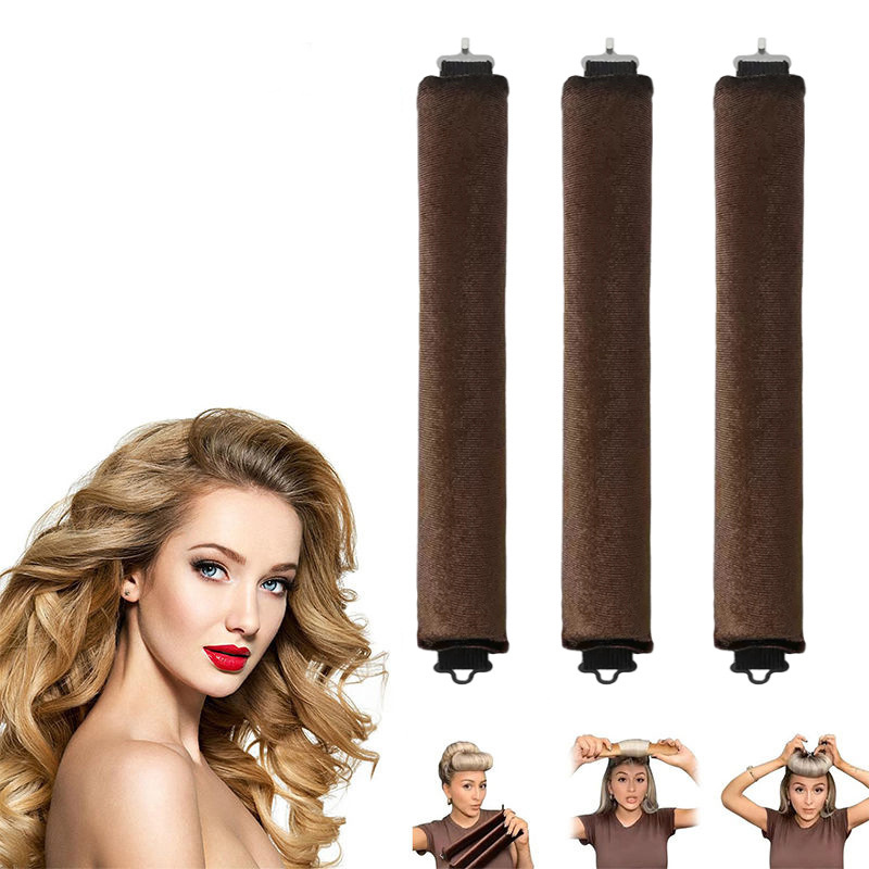 Image of 3pcs No-heat Curling Rods With Hooks - Overnight Sleep-friendly Wavy Hair Curler Set For Waves, Soft Waves Suitable For Normal & Wavy Hair Texture, No-heat Technology For Scalp & Overnight Styling