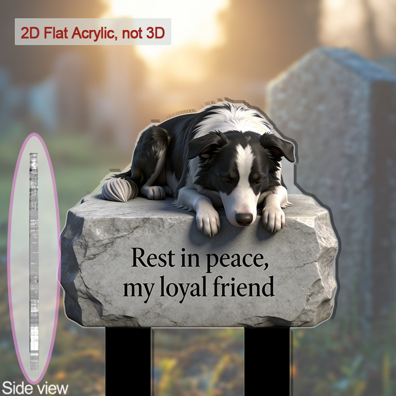 TEMU 2d Flat - 【2d Flat】 2d Flat - [2d Flat] 2d Plane-[2d Plane] 1pc 2d Plane Border Collie (1) Commemorative Plaque, Acrylic Garden Stake,