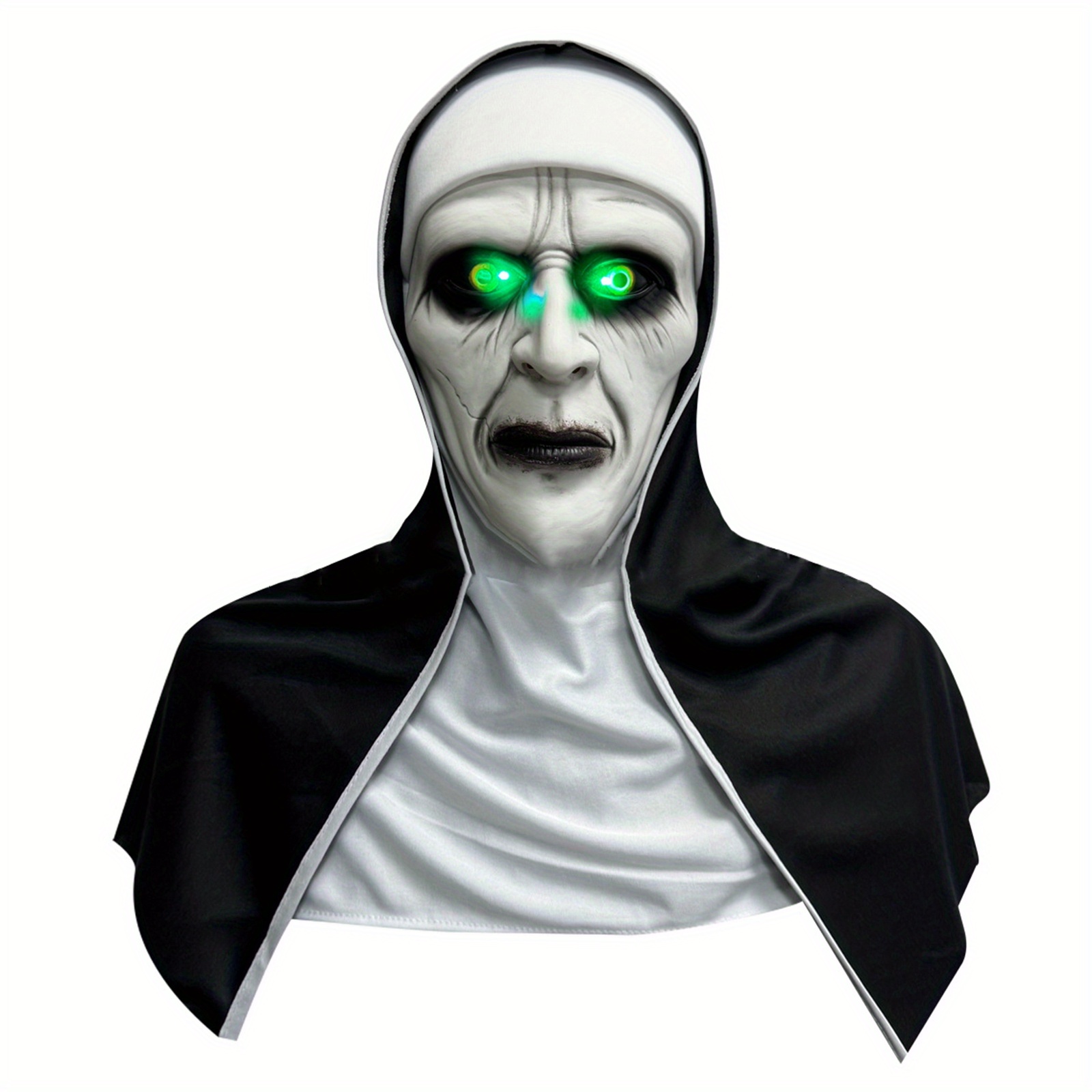 Domasvmd Masque De Monstres Effrayant En Latex Pour Fête D'Halloween, Masque De Nonne Avec Cheveux Pour Fête Masquée, Costume De Cosplay