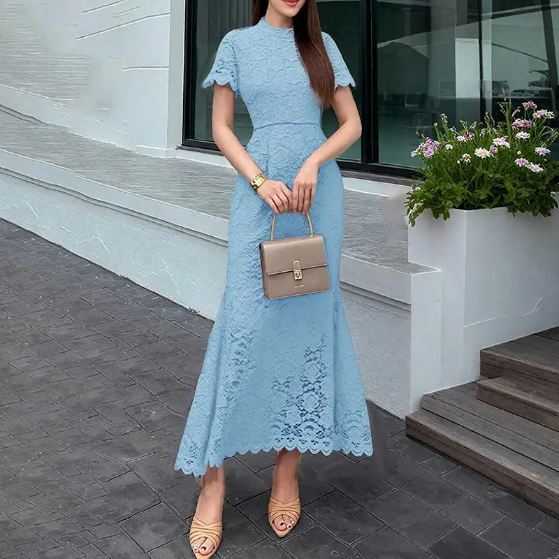 women elegant lace crochet bodycon mermaid dress stand - Temu Oman women elegant lace crochet bodycon mermaid dress stand - Temu Oman