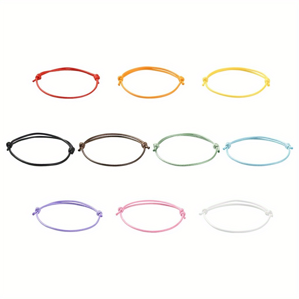 E-shop 100 Stück Gewachstes Polyesterband Armbandfaden in 10 Farben, Verstellbarer Halbfertiger Seilstrang mit Wachsbeschichtung für Schmuckherstellung