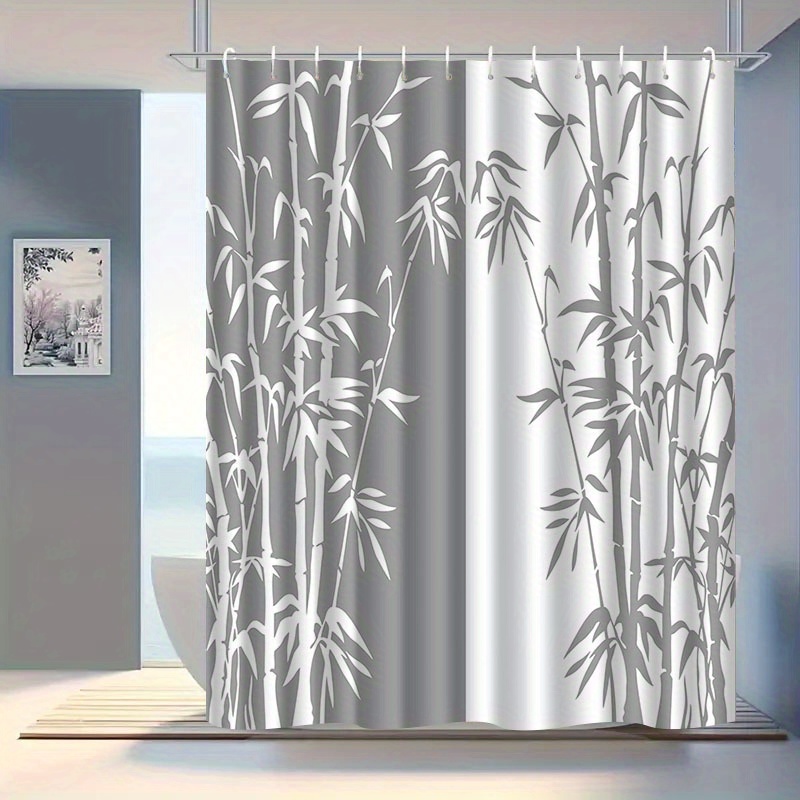TEMU Jit1pc Beautiful Forest Design Shower Curtain, Luxurious Stylish Bathroom Curtain, 2d Flat Design Shower Curtain For Home Decor, Partition