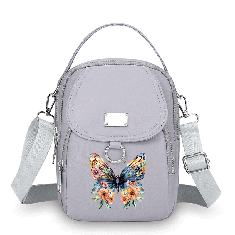 TEMU 1pc Of Black Metal Round Ring Decorated With Print, Multi-pocket Storage, Stylish And Casual Mini Shoulder Crossbody Bag For Daily Commuting,