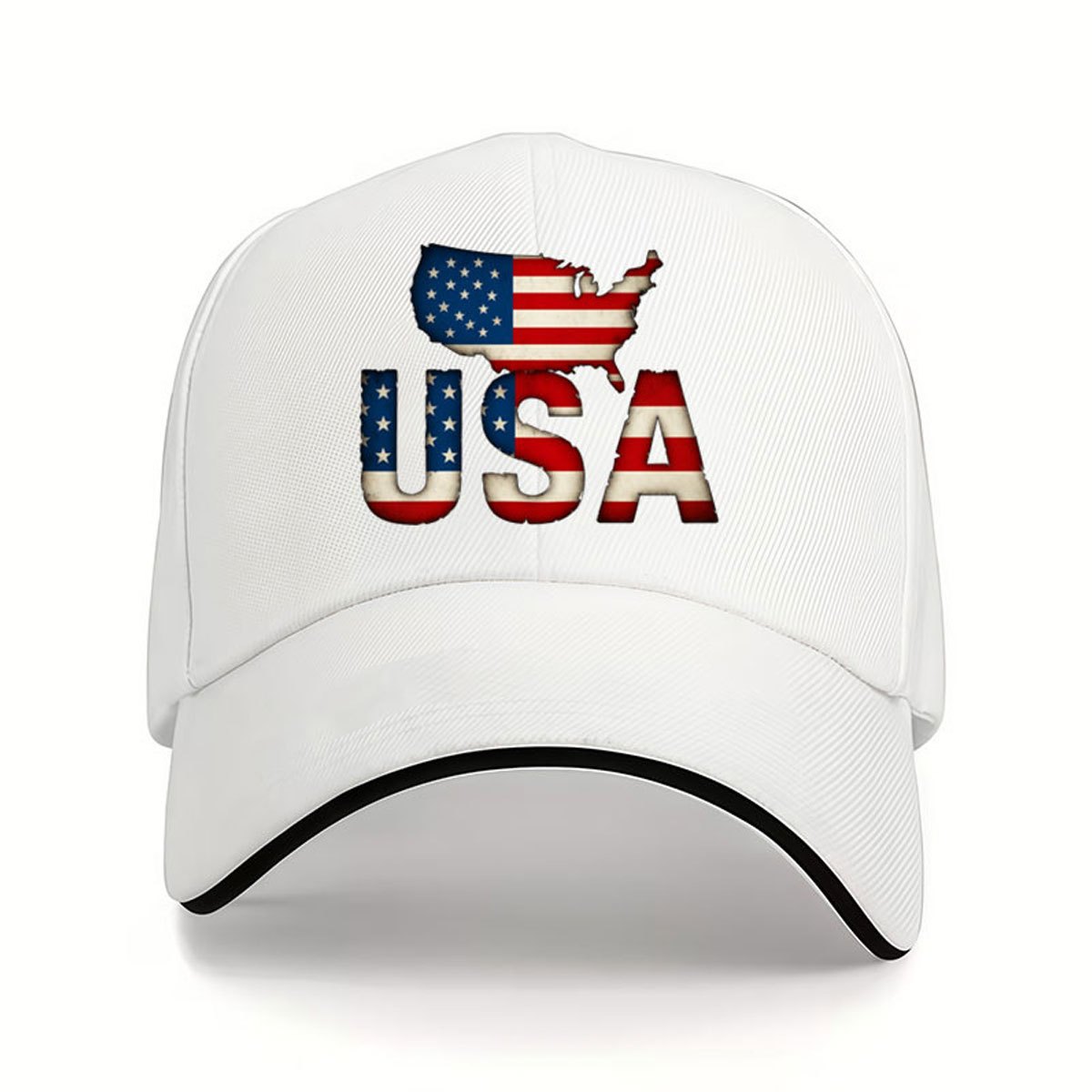 TEMU Casquette de baseball unisexe avec carte et lettres patriotiques américaines imprimées, taille réglable, convient à toutes , multifonctionnelle,