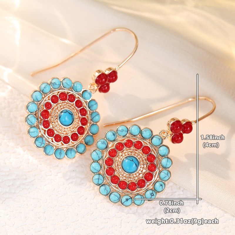 Bohemian Retro Sunflower Earrings, Exotic Style