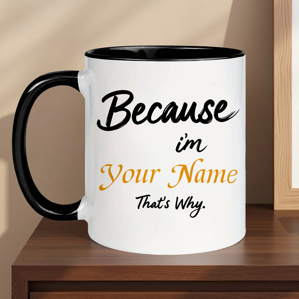 TEMU 1pc ' Name ' 11oz Ceramic Mug | Insulated & Reusable Coffee Cup With Custom Name & Print, Dishwasher Safe, Perfect For Hot/cold Drinks - Great