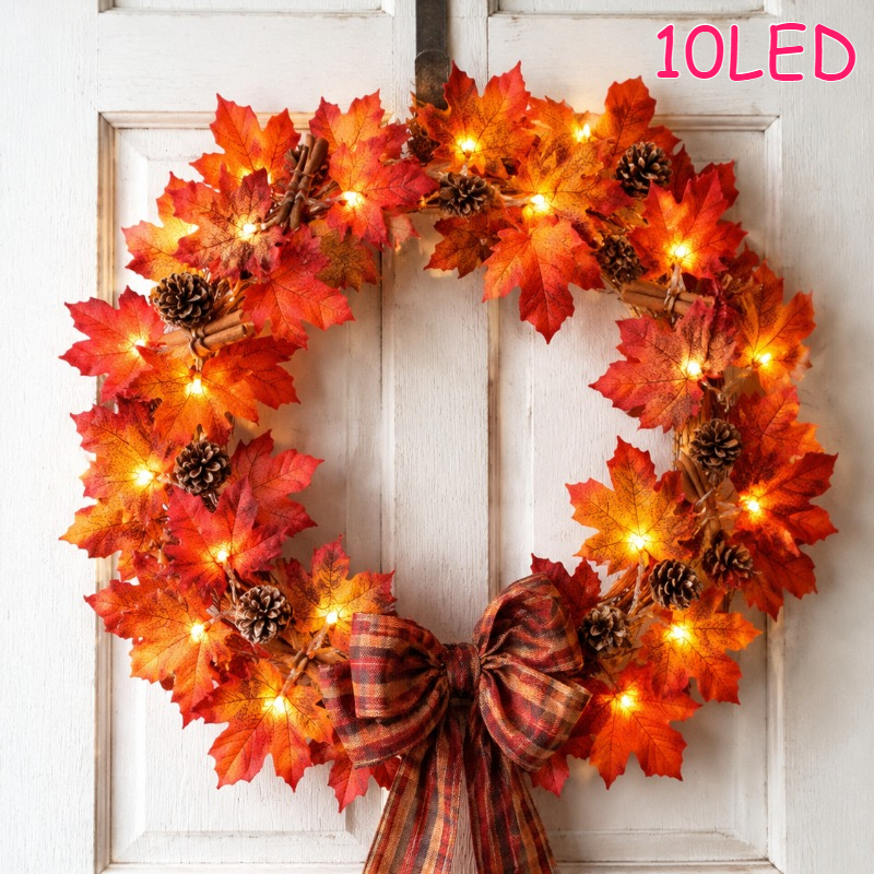 TEMU Guirlande Lumineuse Décorative d'Intérieur 200,0 cm/10 - LED Effet Érable Chaud, Décoratives Automnales Orange Chaud, Convient pour Chambre,