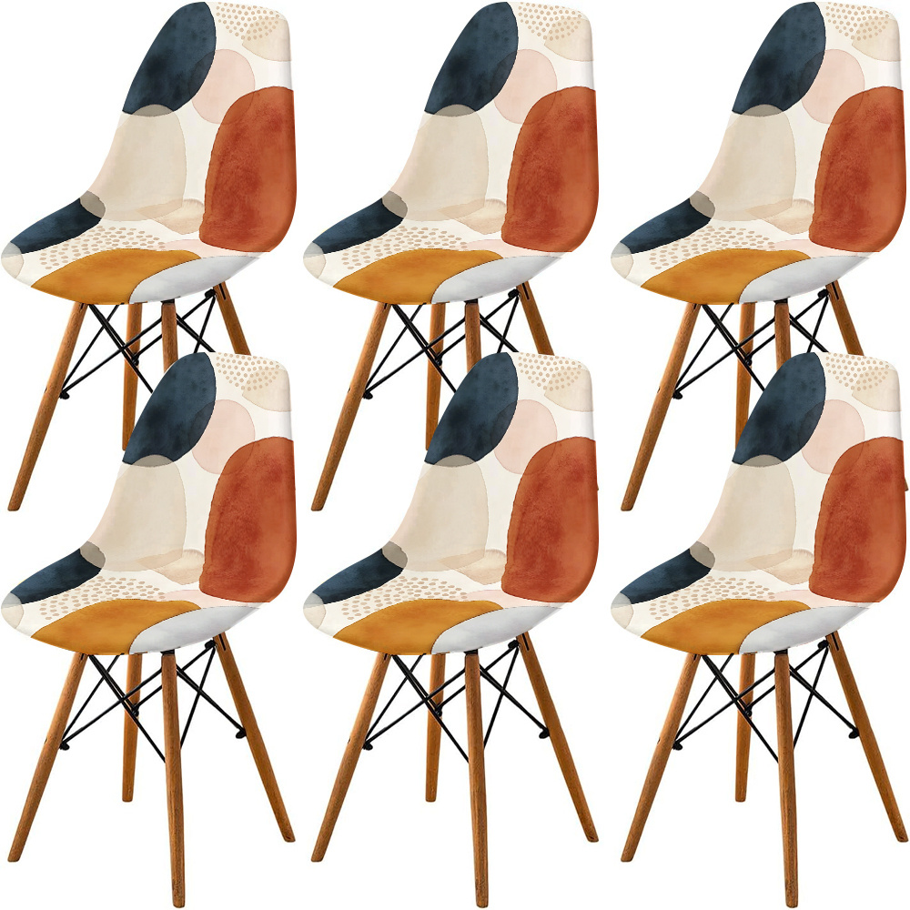 TEMU Housse pour chaise Shell avec motif de abstraite , lavable en machine, avec bande élastique, en tissu de fibre de lait - pour les restaurants, ,