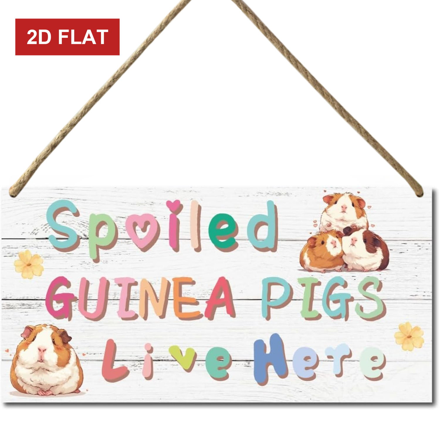 TEMU 2d Flat 3.93x 7.87inch Guinea Pig Sign - Rustic Farmhouse Door Display Sign, Suitable For The Yard, Vintage Home Decor Gift, Birthday And