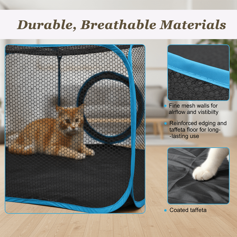 Portable Blue Pet Hideaway Play Set, 3pcs Pop Up Playing House