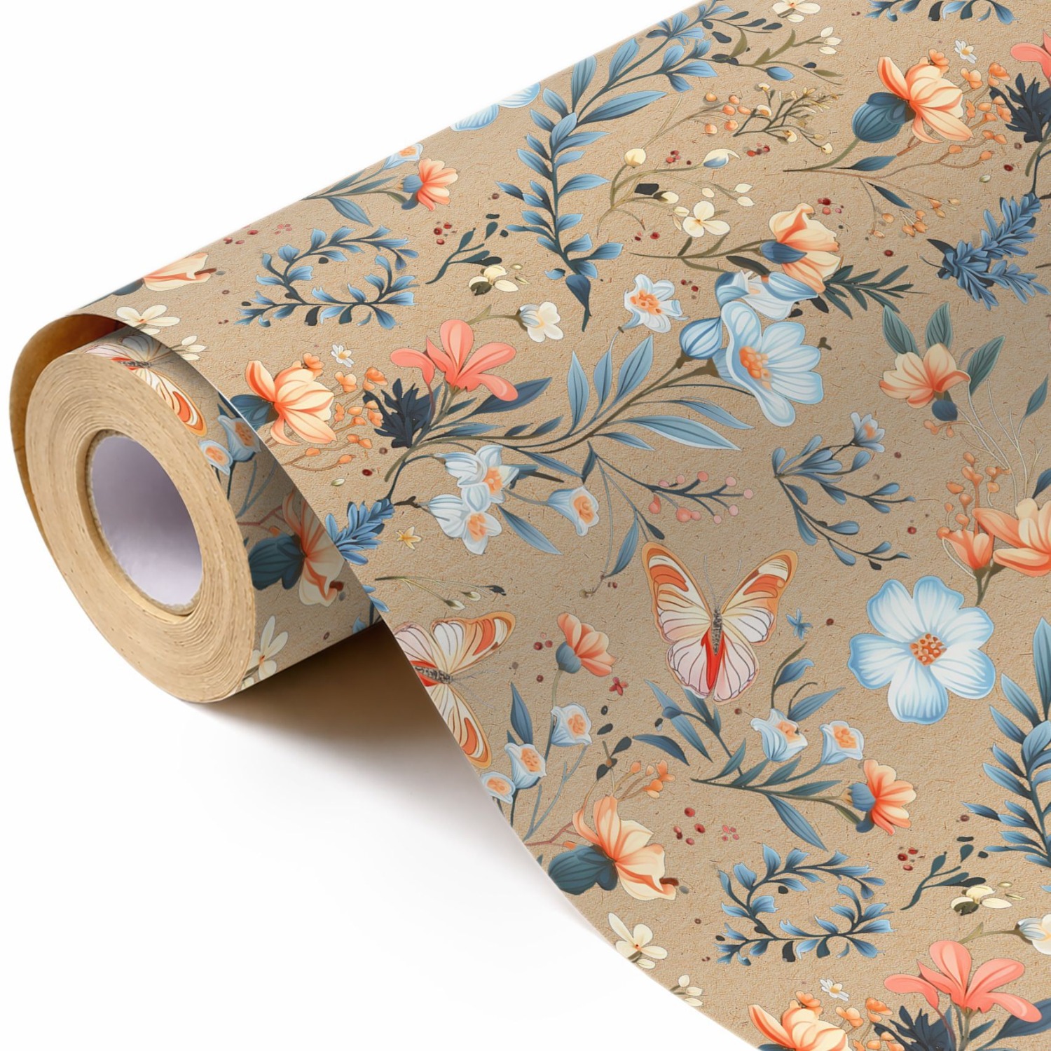 Floral Wrapping Paper Roll , Botanical Gift Wrap 43cm X 9.8ft, Vintage For Women, Birthday Wedding Bridal Shower Engagement Gift Wrapping