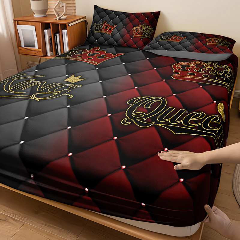 3pcs king queen   luxury bedding fitted sheet set couple bedding sheet set set romantic bed sheet set set king queen bedroom decor bed sheet set set   1fitted sheet 2pillowcase no comforter Product details 1