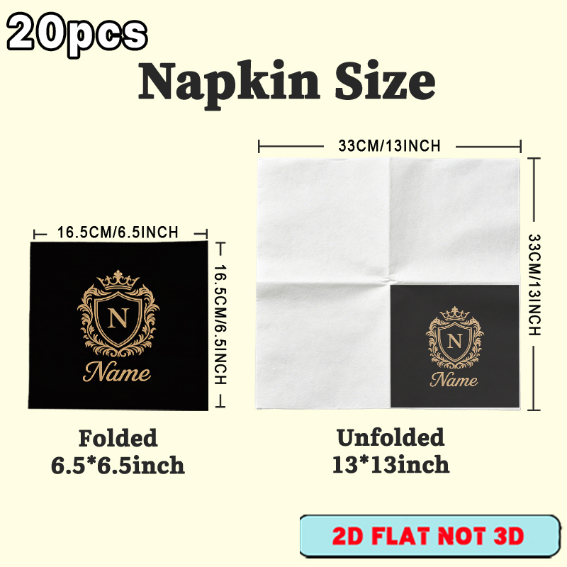 TEMU 20pcs Napkin Customize Elegant Golden Monogram Napkins , Suitable For Party Paper, Outdoor Party Paper, Western Restaurant Paper, Household