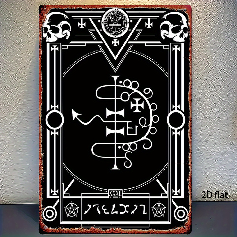 TEMU 2d Flat - 2d Plane, 1pc Asmodeus Wall Decor - Mysterious Decoration, Black And - 8x12 Inches (20x30 Cm) - Pre-drilled For Easy Hanging - Home,