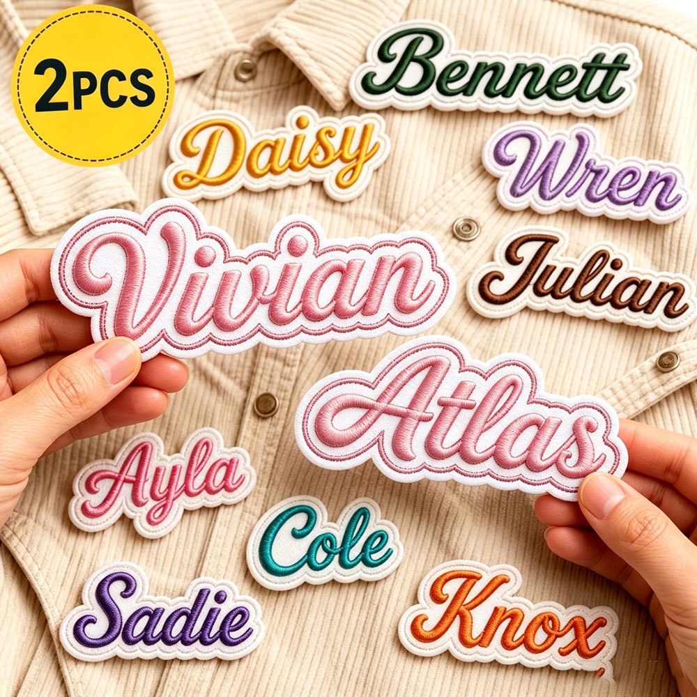 TEMU 2 parches bordados personalizados con , para planchar y coser, de personalizada, aplique de tela con texto personalizado para chaquetas, bolsos,