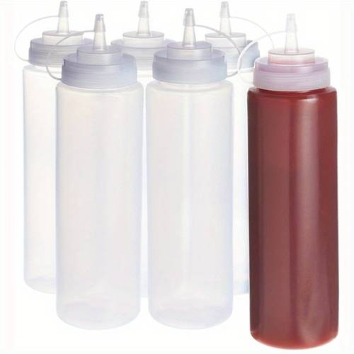 4pcs squeeze bottle with pointed tip seasonings and condiments can dispense tomato sauce garlic sauce mayonnaise etc can only be hand washed transparent liquid monitoring kitchen cleaning