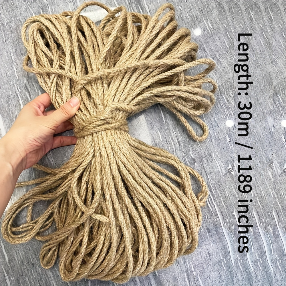 TEMU Corde de jute naturelle de 6 mm d'épaisseur, longueur 30 mètres/100 pieds - Durable, pour et le bricolage