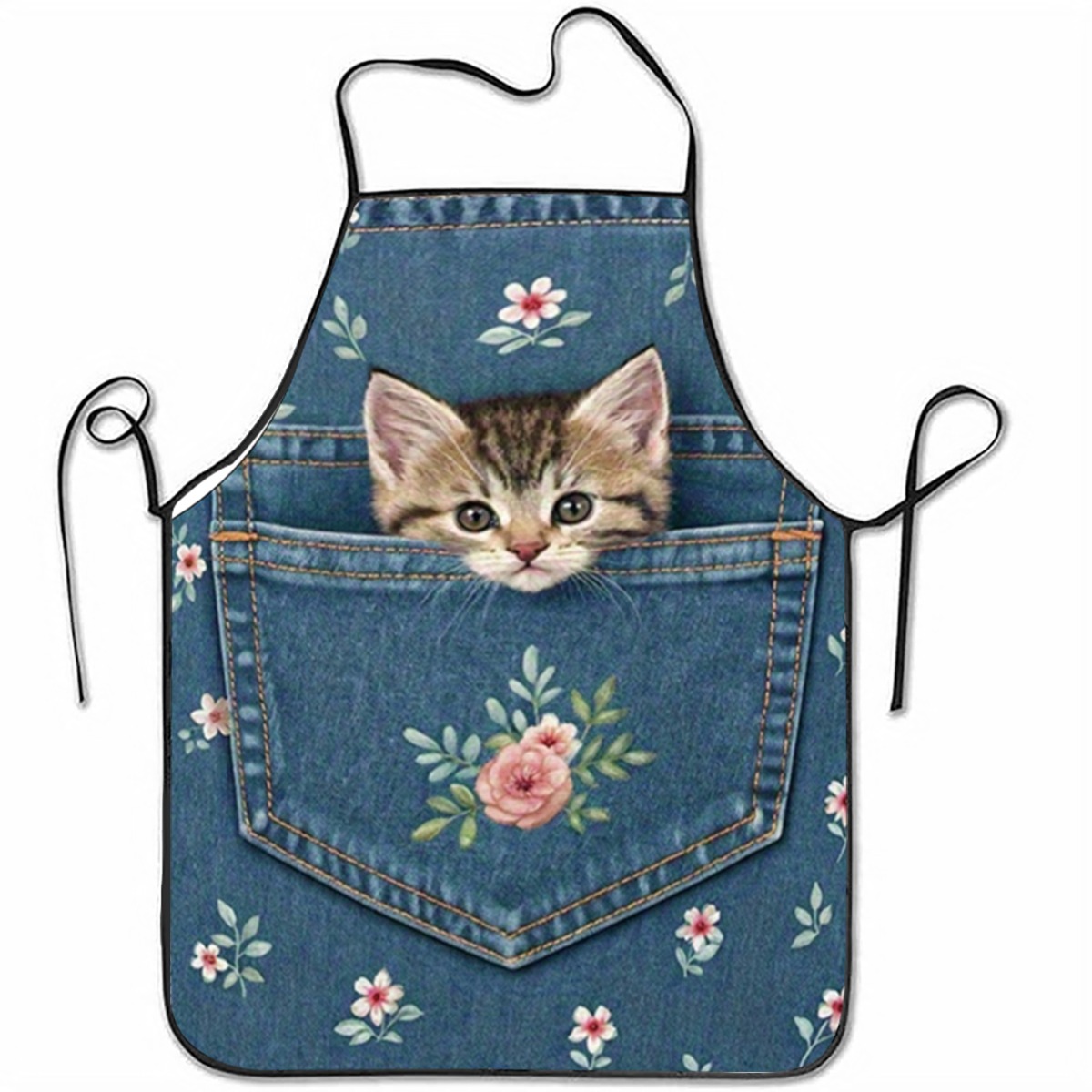 TEMU 1pc Fashionable Adult Size Sleeveless Apron, Printed Pattern, And Practical, Suitable For Holiday Parties, Cooking, Baking, Home Cleaning,