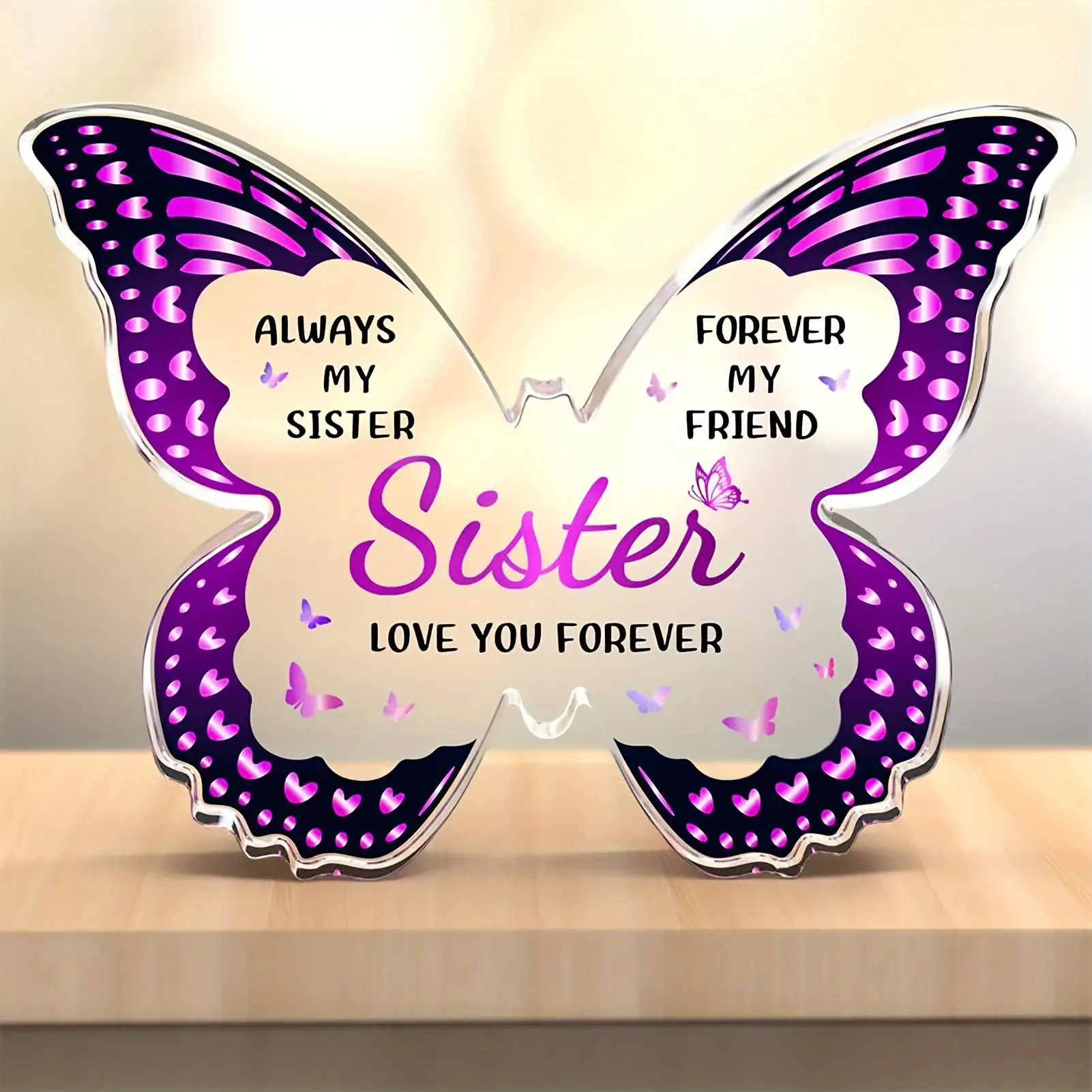 TEMU 2d Flat, 1pc Best Birthday Gift For Sister - Acrylic, Creative New Year Gift For Sister, Christmas Gift For Sister, -shaped Keepsake, Holiday