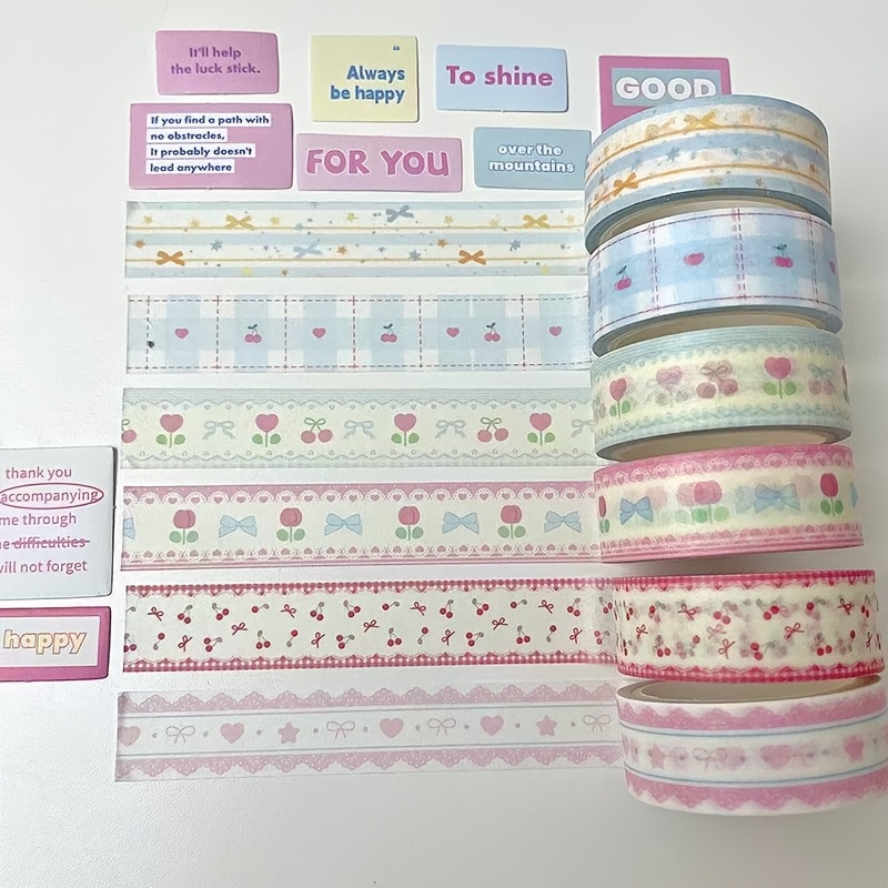 TEMU 1 Rouleau de Ruban Crépon Crème à Motif Cerises et Instagram - Convient pour le Scrapbooking, le Journaling, Cadeau | Cerises et , Ruban de