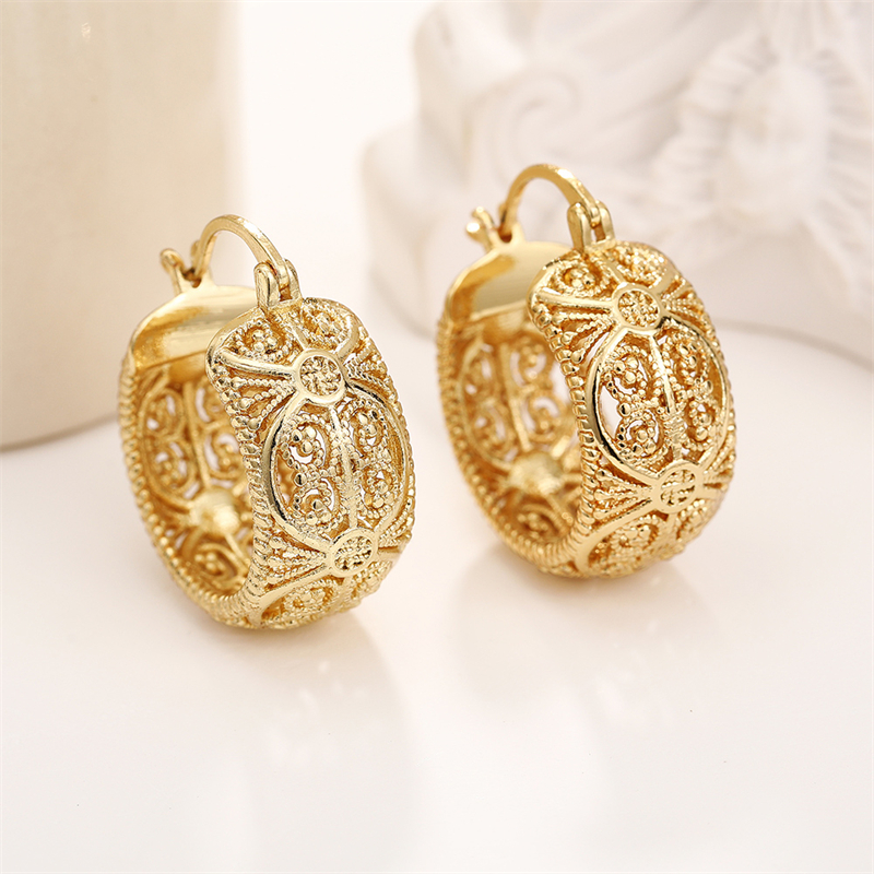 TEMU 1 Pair Middle Eastern Style Circle Earrings For Women Holiday Party Wedding Engagement Temperament Earrings Jewelry Gift