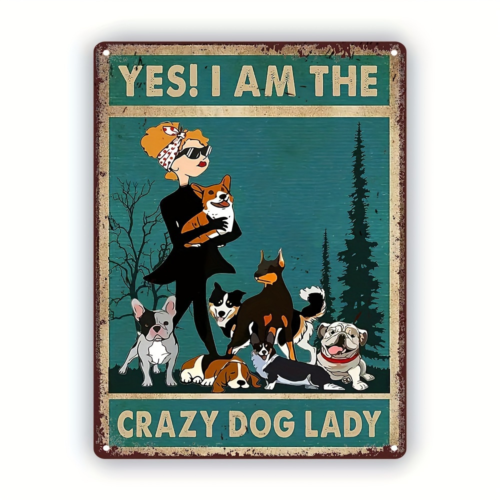 TEMU 2d Flat, Vintage "yes! I'm A Lady" Metal Sign Retro Dog Lover Wall Art With Paw Print& Poodle Design Durable Poster For Home, Bar, Cafe Owner