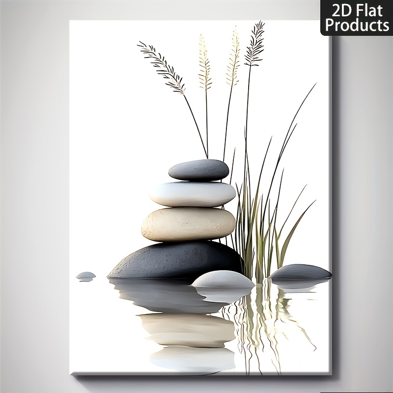 TEMU 2d Flat, Two-dimensional Flat Painting, 1pc Beautifully Framed In A Solid Wood Frame, Flat Print, Durable And Long-lasting, Includes Hanging