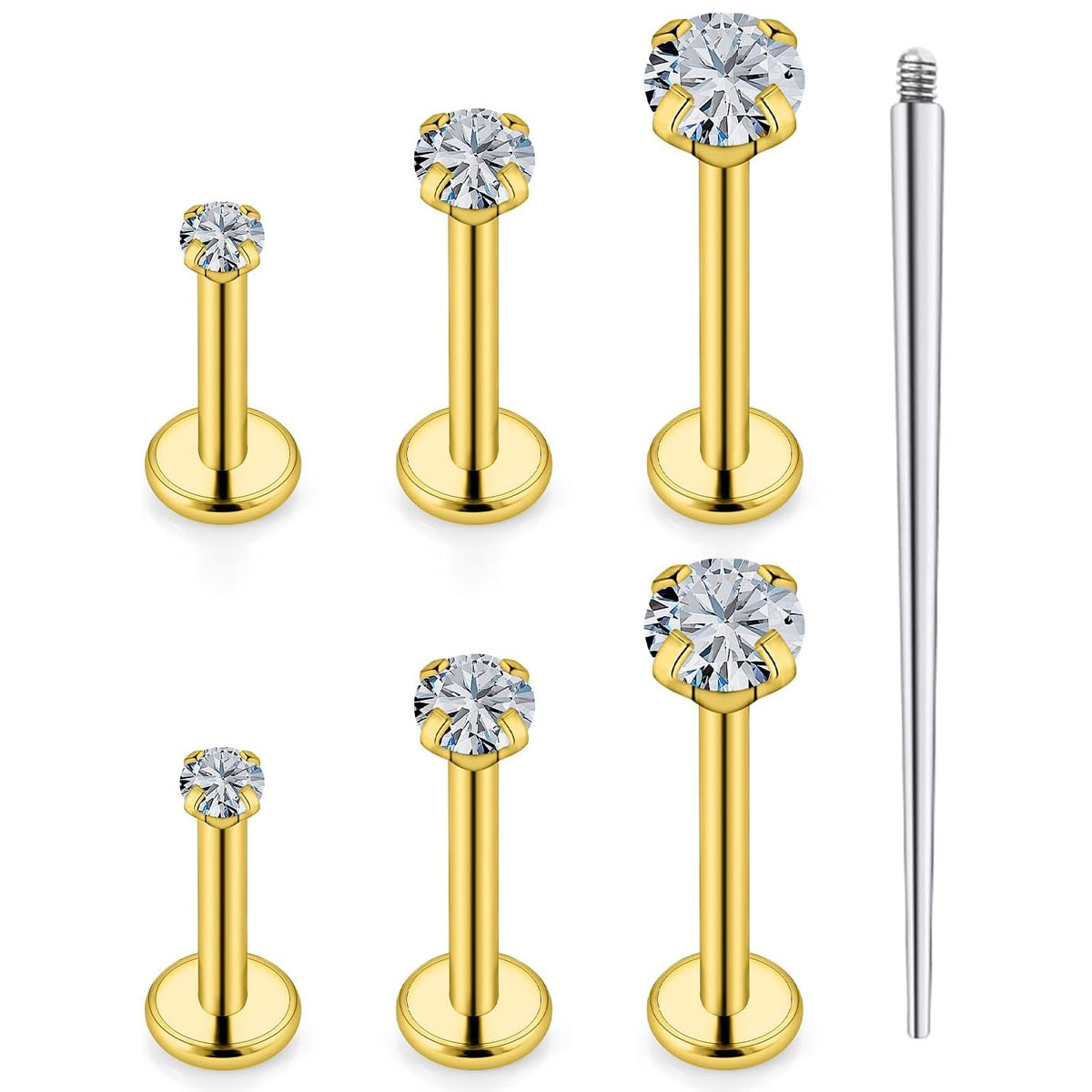 E-shop 7-teiliges Set Gesichtspiercing Schmuck 304 Edelstahl Labret Schmuck Monroe Lippenringe Verschiedene Größen Tragus Nagel Conch Knorpel Helix