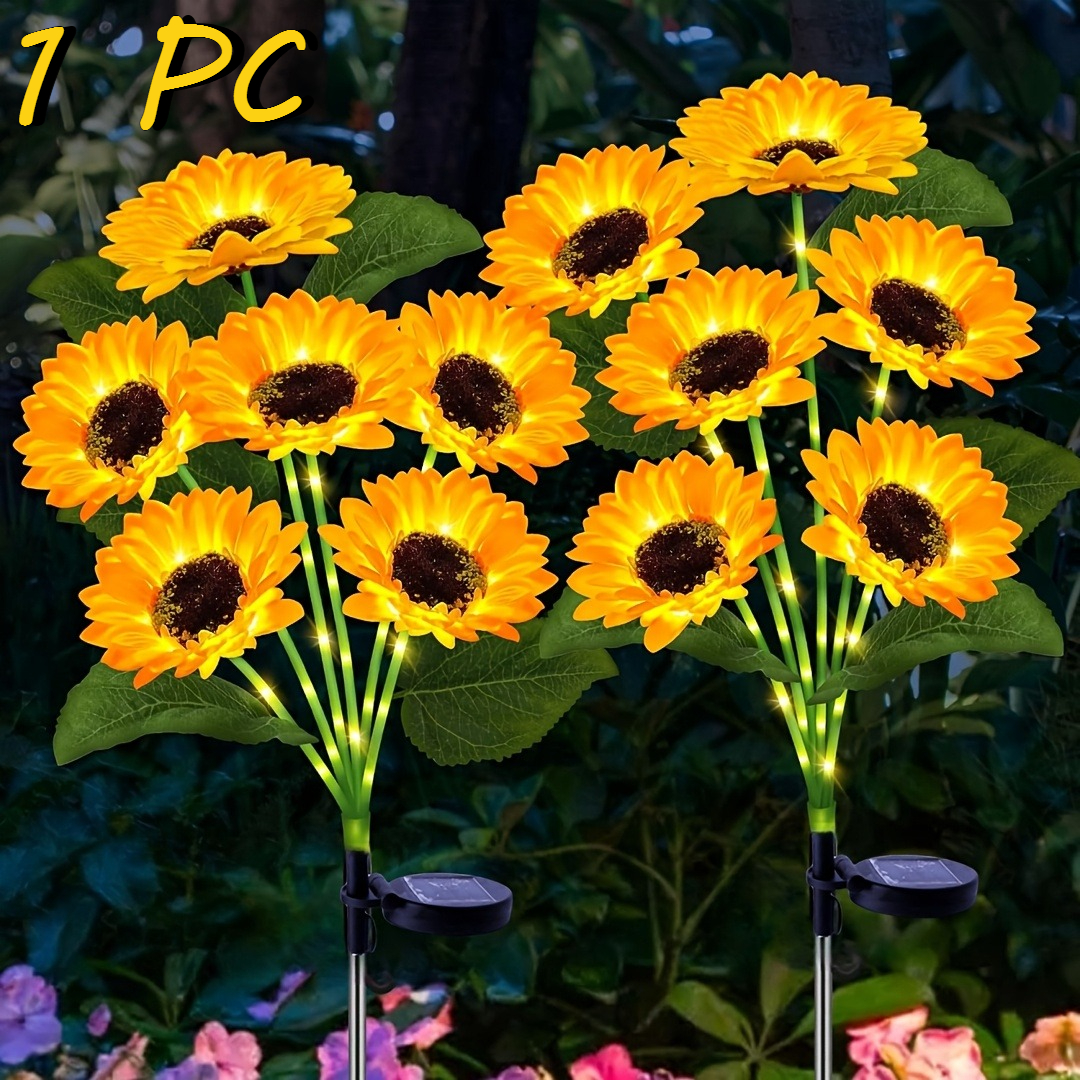 E-shop 1 Set mit 6 solarbetriebenen Sonnenblumen-Gartenlichtern – Solar-Lichterkette, geeignet für Solar-Partybeleuchtung im Freien,
