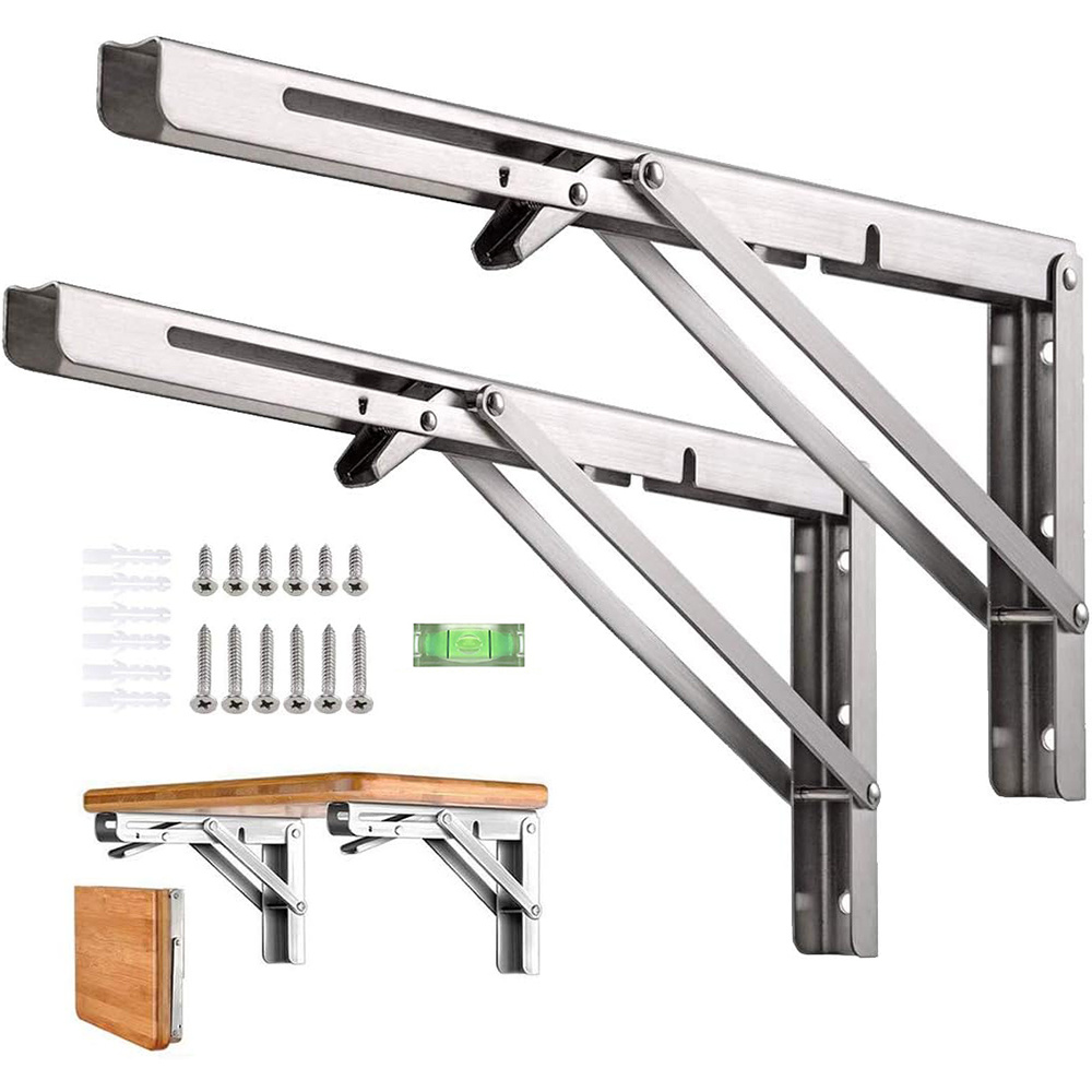 2pcs Foldable Support Brackets, Space Hinge Type Shelf Holders For Kitchen Office Wall Mount Storage