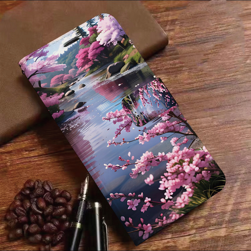 TEMU Phone Case - Flower Faux Leather Flip Wallet Phone Case | Snap Clasp Card Slots Kickstand | Protective Cover Suitable For Iphone 16/ 15/ 14/ 13/