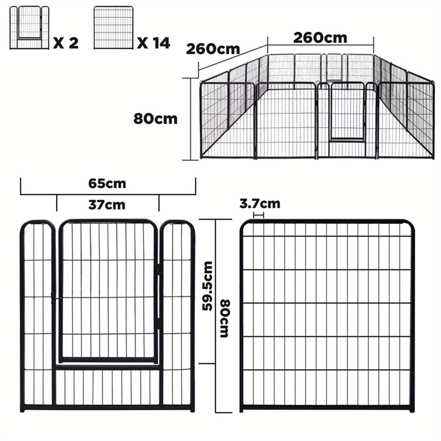 TEMU Outdoor Puppy Speelkooi Set - 6/8/12/16 stuks Opvouwbare Hondenren 80x65cm met Deur en Anker voor Binnen- en Buitengebruik