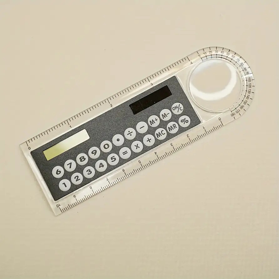 An Ultra-thin Mini Ruler With A And Magnifying Glass- Multifunctional School And Office Supplies, Durable Plastic, Suitable For Students And Professionals, Desktop Ruler