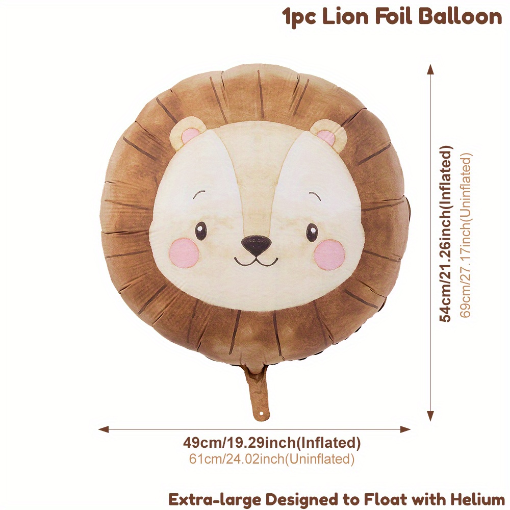 Image of 1pc 3d Large Size Jungle Animal Foil Balloon Floating Balloon Lion Giraffe Monkey For Theme Birthday Party Decor, Summer Party Decoration Room Decoration, For Halloween, Christmas