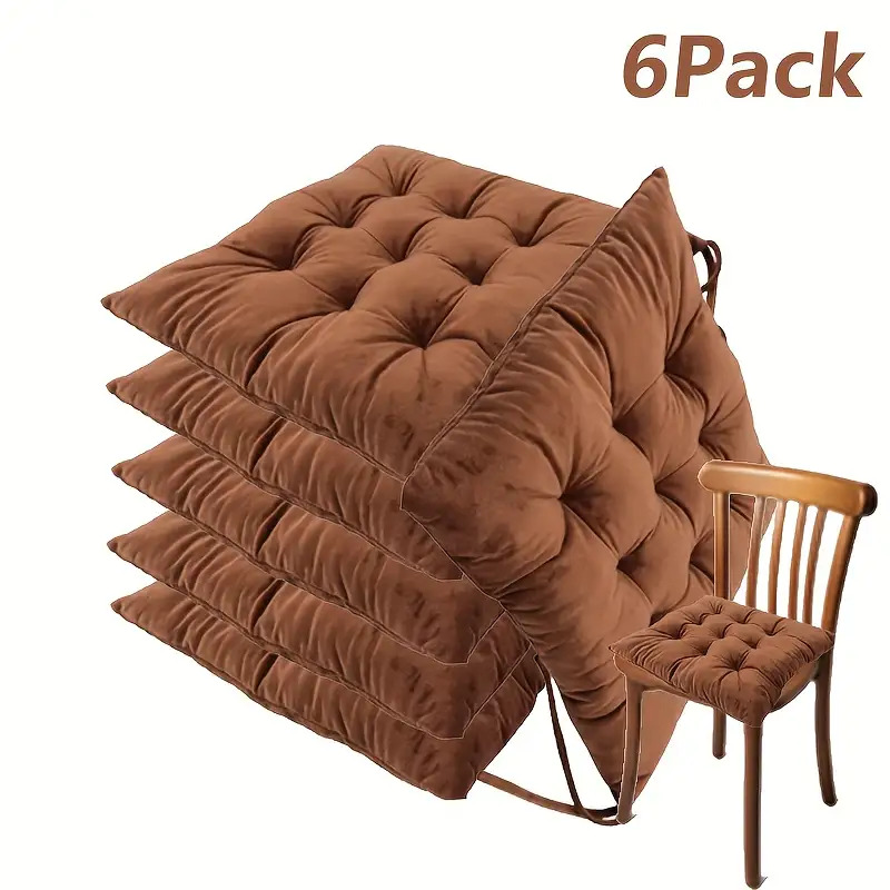 TEMU 6pcs V Combo: You Will 6pcs Square High-quality Thickened Seat Pads With Straps, Meeting The Needs Of Restaurant, Kitchen, And Office Chairs