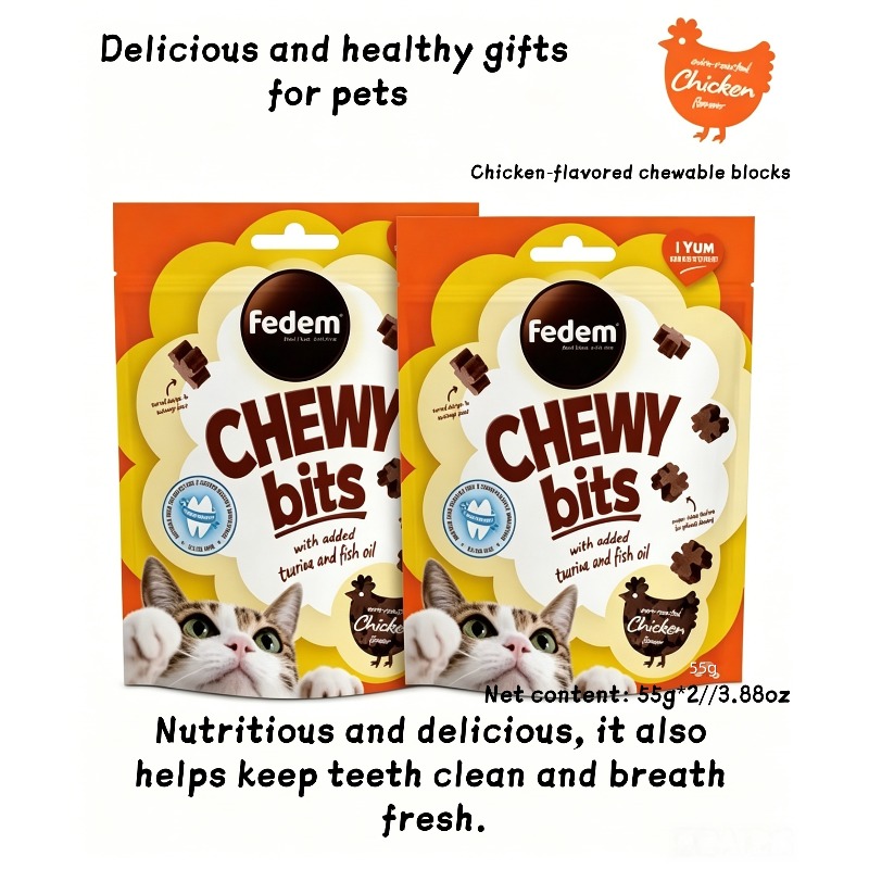 chicken flavored chewable   are a   snack that cats can eat with     dogs can enjoy them making them a nutritious and   for pets that can clean teeth and massage gums Product details 2