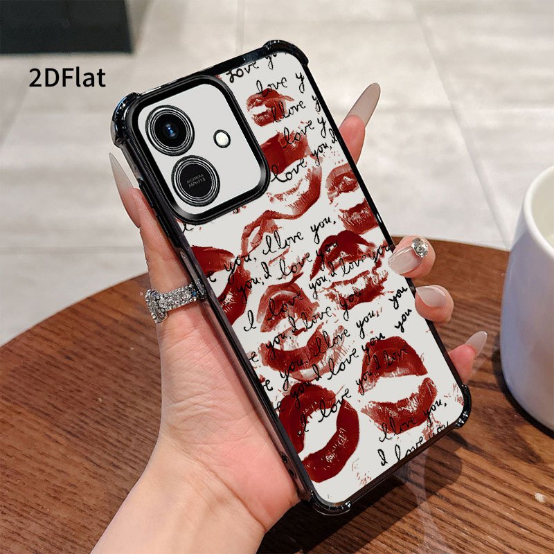 품목 사진 휴대폰 케이스 - 레드 립 러브 슬로건 충격 방지 디자인 케이스 블랙 풀 커버리지 폰 케이스, honor honor  ,  a,  t, play 9a 보호 커버에 적합