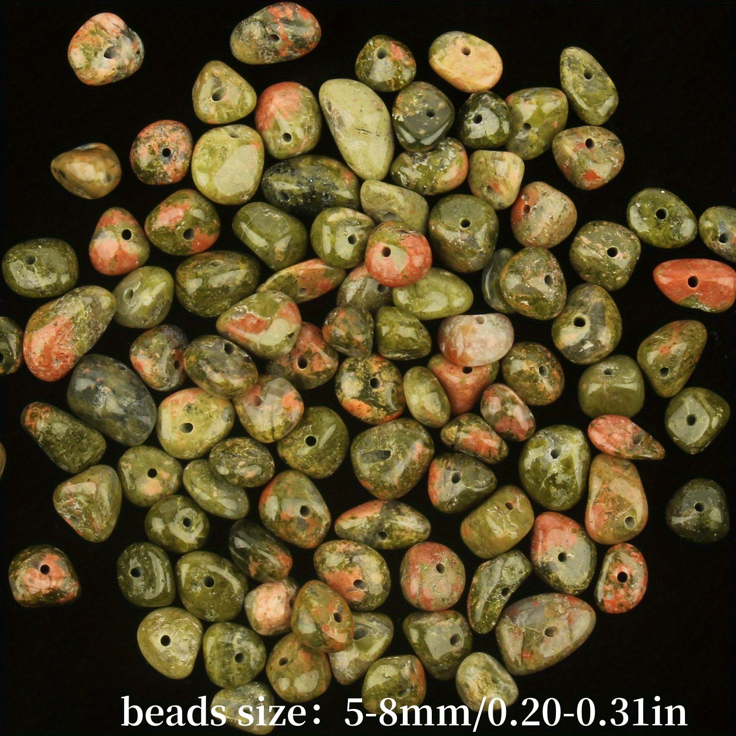 TEMU TTUIJI Perles en - Perles de Gravier Vert Fleur Irrégulières avec Perles d'Espacement Libres de 3-8mm pour la Création de Bijoux DIY, Fil de