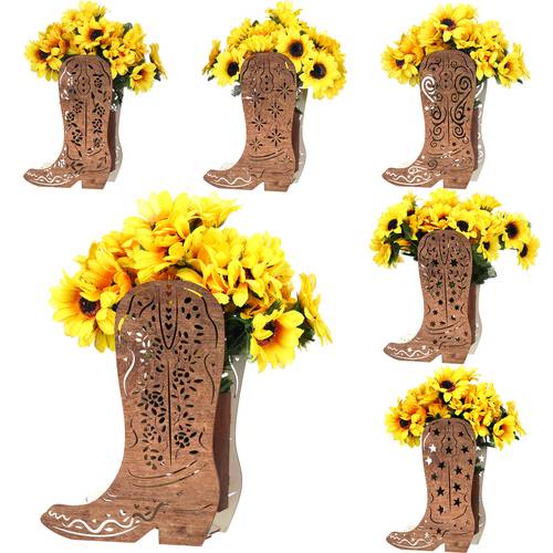 set of 6 wooden table centerpieces for baby shower decor tabletop boxes suitable for birthday parties baby showers weddings and parties cowboy theme